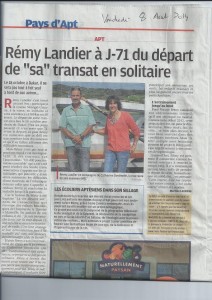 Article dans La Provence du 08 août 2014