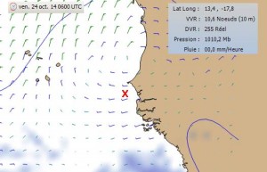 Prévisions des vents pour vendredi 6 h UTC